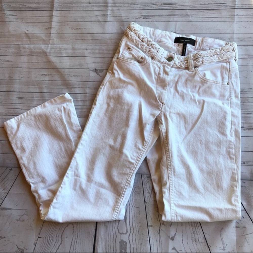 Isabel marant white jeans no 1501 braided waistband 38